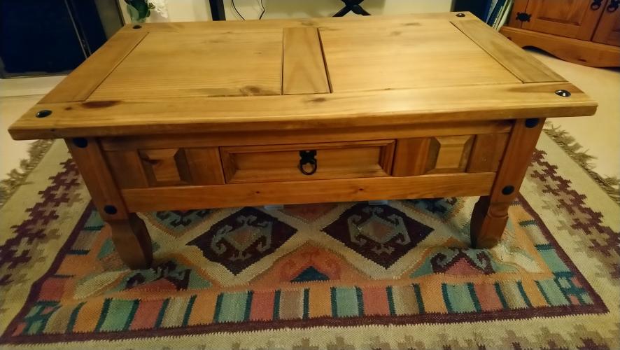 Mexican solid pine coffee table with drawer For Sale in Dorchester