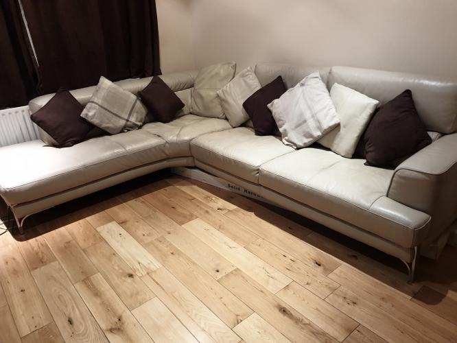 Leather Beige Corner Sofa For Sale in West Molesey, Surrey Preloved