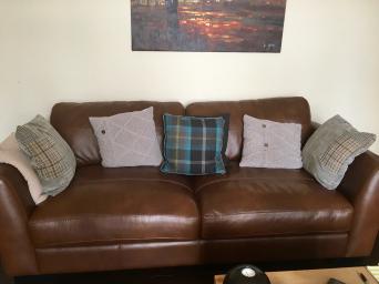 Tan Leather Sofas Second Hand Household Furniture And In Two 3 Seater Dark Italian Leather Sofas With Cushions