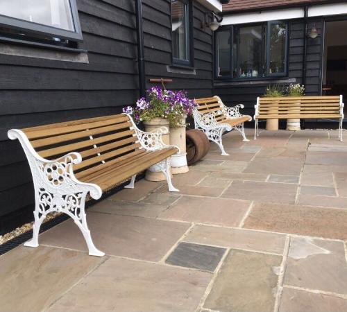 Cast Iron Crown Garden Patio Bench For Sale In Southampton