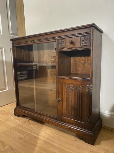 Old Charm Low Bookcase With Glass Doors For Sale In Brentwood