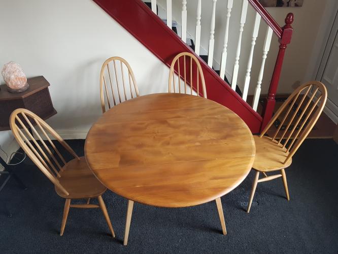 Ercol Original 1960 S Plank Dining Table With 4 Windsor Quak For