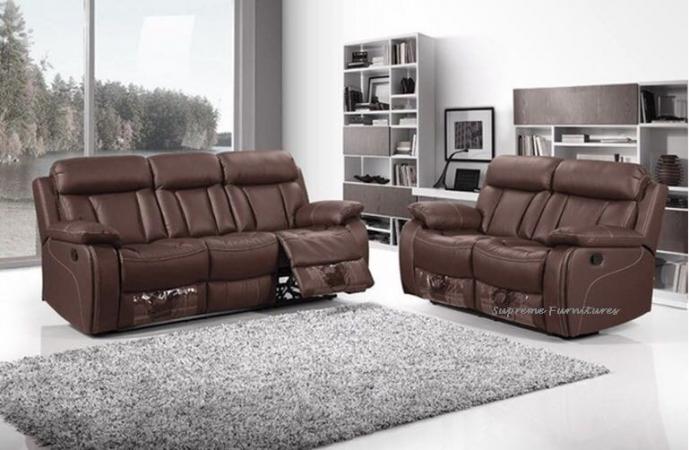 Dylan Leather Sofas With Recliners 3 2 Seater Red