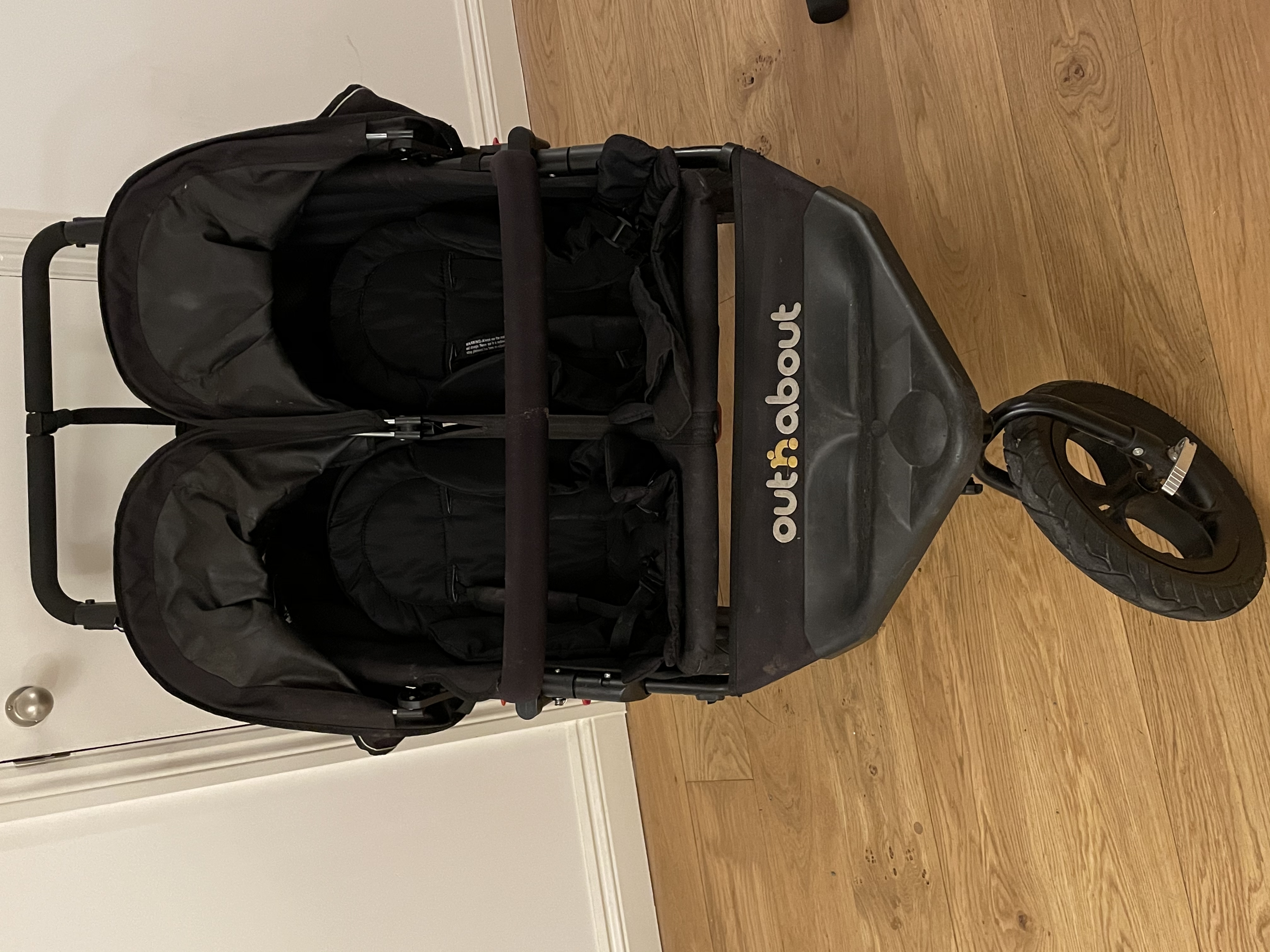 out and about double buggy second hand