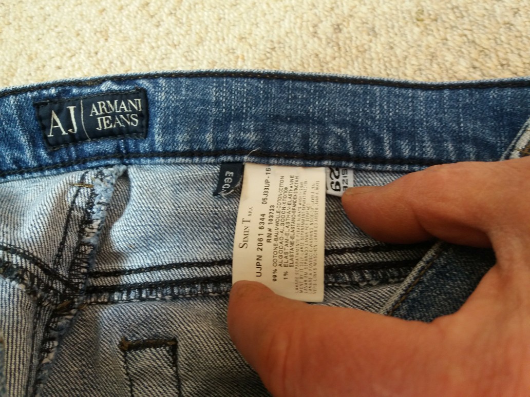 armani jeans size 29