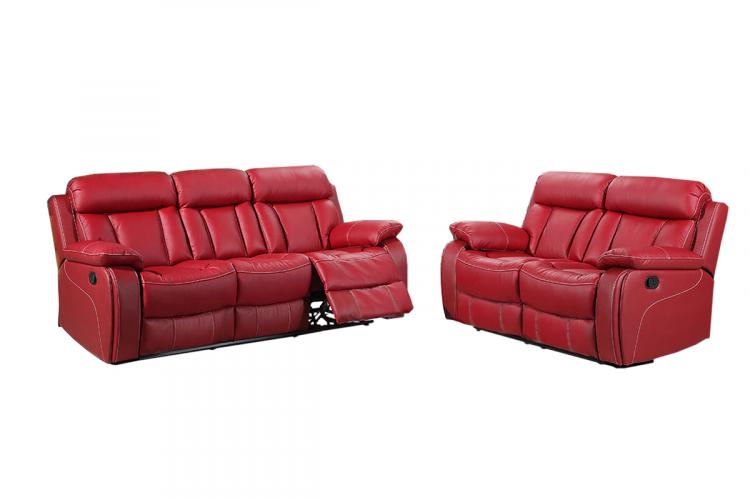 Leather sofas, red, recliners, real soft leather. For Sale in Leeds