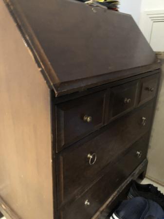 Vintage Retro Drop Leaf Bureau Writing Desk For Sale In