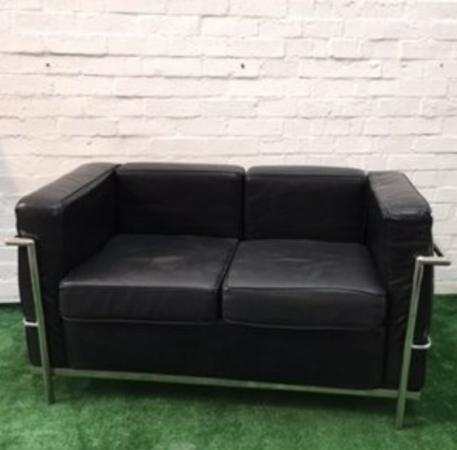 Black Le Corbusier Style 2 Seater Sofa
