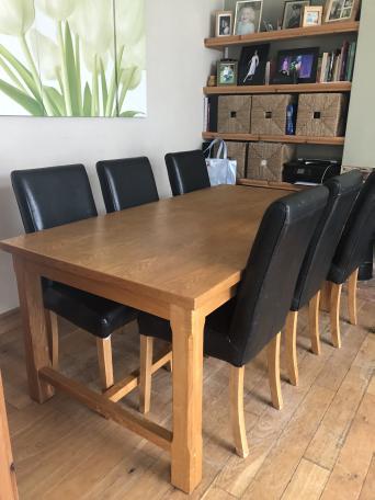 Dining Chairs Second Hand Household Furniture And In Heavy Oak Dining Table And X6 Brown Faux Leather Chairs 4 Good 2 Further With Some Damage See Photos They Could Be Repaired Or