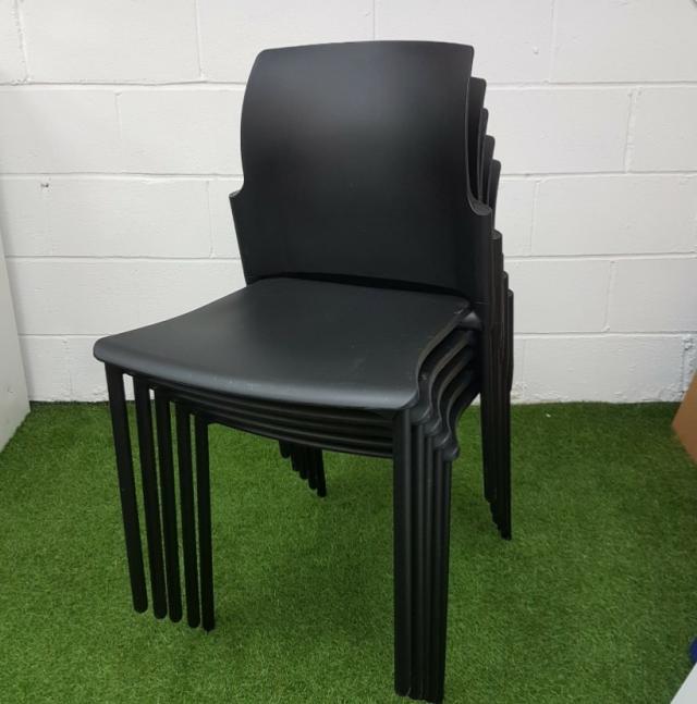 Hardwearing BLACK STACKING CHAIRS CHEAP For Sale in Harlow, Essex