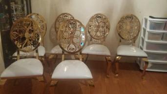 Gorgeous Marble Dining Table With Stunning Chairs 100x200 Gold And White 3 Gave Slight Mark On Leather I Will Send Pictures But It Gorgeous Marble Dining Table With Stunning Chairs 100x200 Gold And White 3 Gave Slight Mark On Leather I Will Send Pictures But It