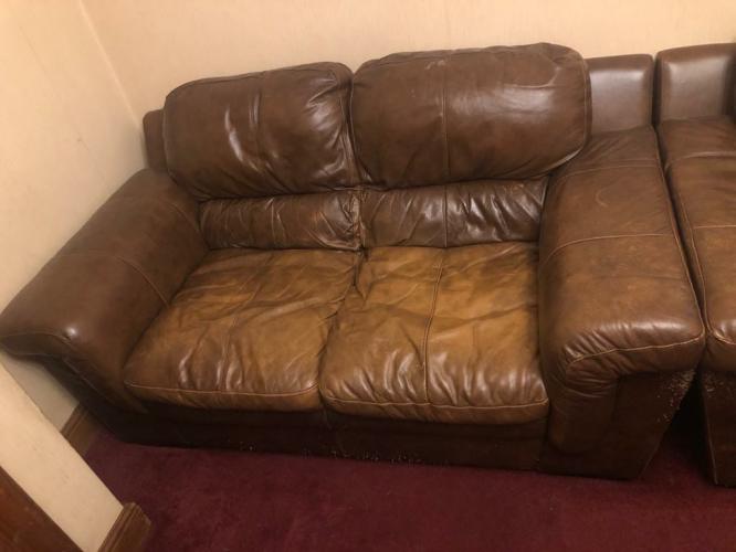 Brown Leather Sofa set For Sale in Crawley, West Sussex Preloved