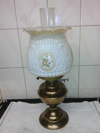 Oil Lamp Shades Local Classifieds Preloved Brass Oil Lamp With Twin Burner Head Wick Snuffer Clear Glass Chimney And White Tulip Decorated Shade In Great Barely Used Condition Measures 47cm