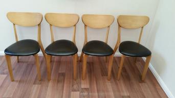 Retro Dining Furniture Second Hand Household And X4 Retro Style Kitchen Dining Chairs In Oak Colour With Black Leather Seats New Unpackaged Ready Embled Item Dimensions Roximately H79cm To Top Of