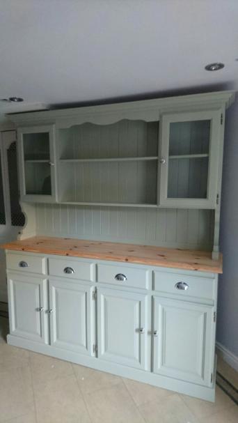 Welsh Or Dutch Dresser Second Hand Household Furniture And Beautiful Large Solid Pine Welsh Dresser Painted In Farrow Ball French Gray Which Is A Lovely Green Grey Colour Top Has Natural Wax Finish